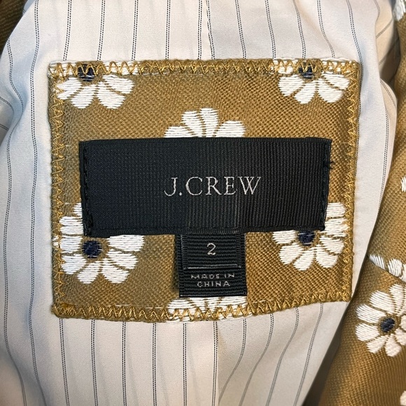 J. CREW Campbell Scattered Daisy Gold Floral Print Jacquard Gold Button Blazer 2 - Picture 5 of 7